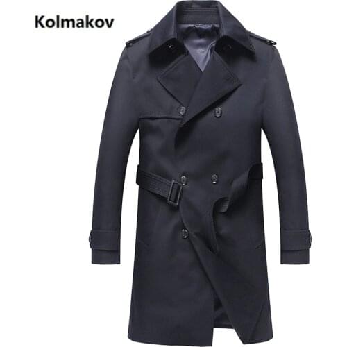 KOLMAKOV Long style coat Men 2021 spring Business male Trench Coat Mens Casual Windbreakers Male Good Quality Jackets men M-3XL