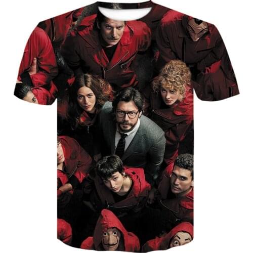 2021 popular men clothing 3D t-shirts La Casa De Papel series creative Print short sleeve Summer round neck t shirt Streetwear