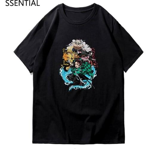Demon Slayer T Shirt Men Anime Manga Kimetsu No Yaiba T-Shirts Male Harajuku Cotton Inosuke Tanjiro Rengoku Kyoujurou Tshirt