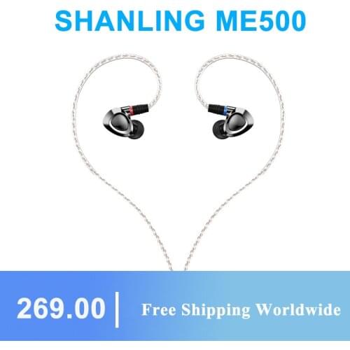 SHANLING ME500 Triple driver Hybrid Earphones Knowles Driver Line Type HiFi Music In-Ear Earphones with Detachable MMCX Cable