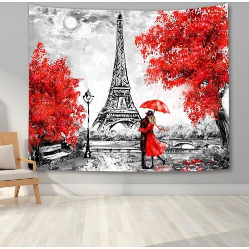 Oil Painting Tower Eiffel Tapestry Wall Tapestry Landscape Tapestry Wall Hanging for Home Decor Bedroom Living Room Dorm Room