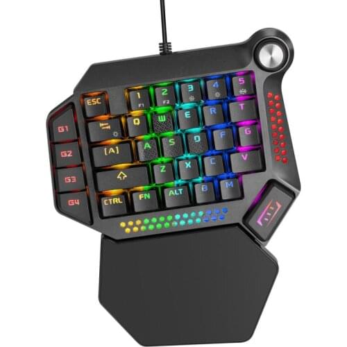 Single Handed Gaming Membrane Keyboard 35 Keys RGB Backlit One Hand Ergonomic Game Keypad For PS4 PC Laptop Pro PUBG Gamer