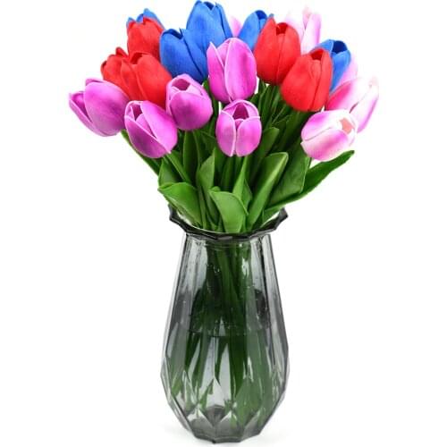 5PcsTulips Artificial Flower PU Real Touch Tulip Bouquet Fake Flower for Home Gift Wedding Decorative Flowers 14 Color Avail