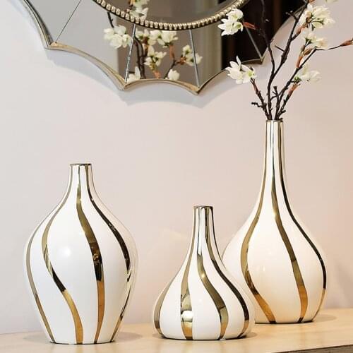 Gold rim Ceramic Vase decoration Tabletop big Vases Handmade Vase flower vases