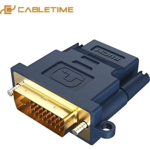 CABLETIME DVI 24+1 Male to HDMI Female Converter Gold Plated DVI 24+1 to HDMI Adapter 1080P 60Hz for PC PS3 Projector HDTV N20