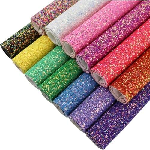 30x134cm Roll Chunky Glitter Fabric Leather With White Backing 2020 New Arrivals For Bows Earring Decorations DIY AY314