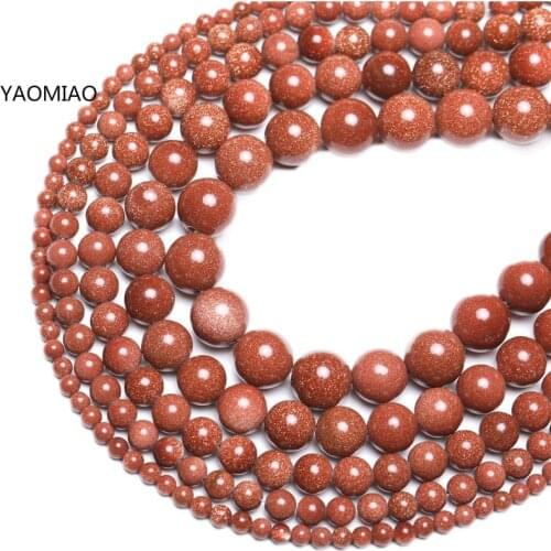 Natural Gold SandStone Round Loose Beads 16" Strand 4 6 8 10 12 MM Pick Size For Jewelry Making Factory price