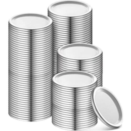 70mm Canning Lids Jar Split-Type Lids Reusable Leak Proof Storage Solid Caps Metal Canning Jar Lids(Silver, 192)