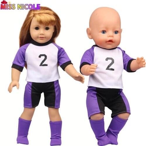 Cute Number Gym Suit Shorts For 18 Inch American Doll Accessory Girl Toy 43 cm Baby New Born Clothes Accessories Our Generation