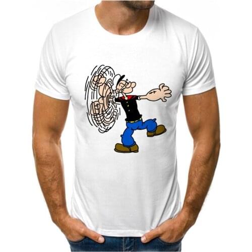 Hip-hop mens clothing animation Popeye print 3d T-shirt male street casual breathable t-shirt for men O-neck couple shirt
