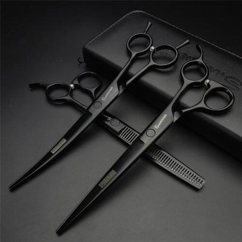 Sharonds 7.0 Inch Japan Hair Scissors Black Barber Shop Scissors Set Hairdressing Professional Cutting Set Hair Scissors Tools