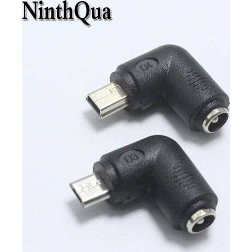 NinthQua 1pcs 5.5 x 2.1 mm Female to Mini / Micro USB Male 5 Pin DC Power Plug 90 Degrees Connector Adapter for V8 Android