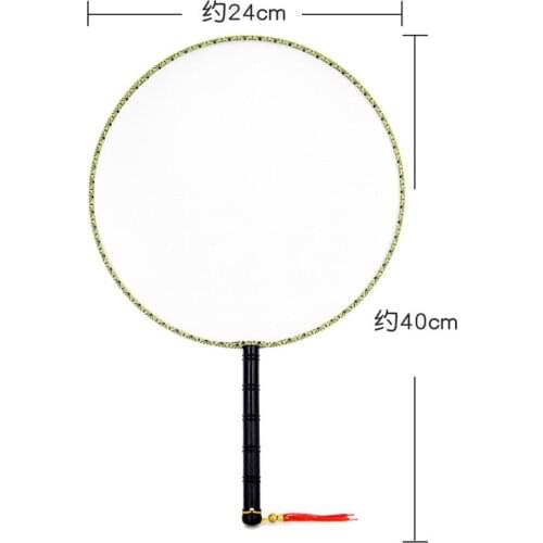 NEW 24cm DIY Blank White Silk Hand Fans with Handle Student Children Hand Painting Fine Art Programs Chinese Palace Round Fan