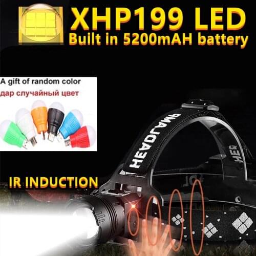 New Extra bright XHP199 Powerful head Flashlight Led headlamp xhp90 USB head lamp rechargeable LED headlight fishing lantern