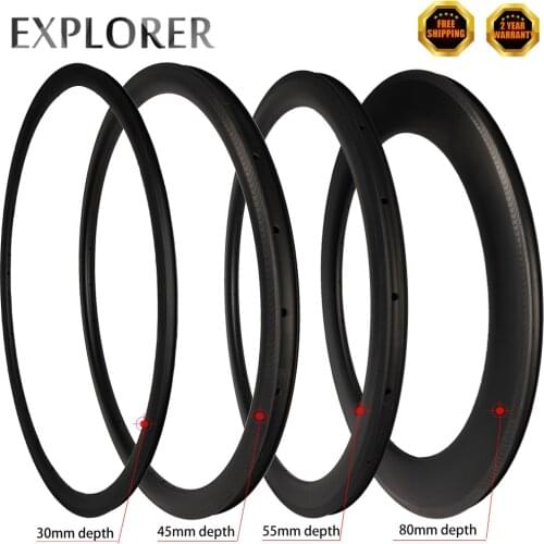 EXPLORER Carbon rim 700C superlight carbon rims carbon wheel clincher/Tubeless 30/35/38/50/60/88mm depth gravel wheelset