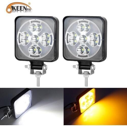 OKEEN 2pcs 3inch LED Work Light White Yellow 27W 2700LM Driving Fog Off Road Light Waterproof Spot Beam Light Bar For Truck SUV