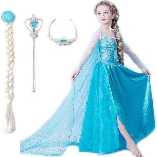 Little Girls Dress Princess Elsa Dresses for Girls Vestidos Kids Infants Cosplay Clothes Elsa Anna Children Clothing Set