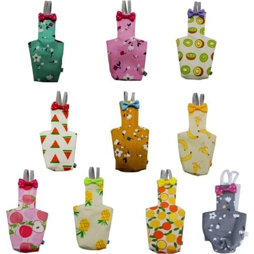 Parrot Diaper with Bowtie Cute Colorful Fruit Floral Cockatiel Pigeons Pet Birds Flight Suit Clothes Washable Supplies