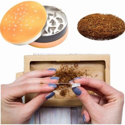Portable Hamburger Grinder Pipe Smoking Creative Tobacco Pipe Herb Smoking Pipe Grinder Smoke Hookah Tobacco Crusher