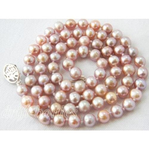 Selling Jewelry>>22'' 7mm Lavender Round Freshwater Pearl Necklace