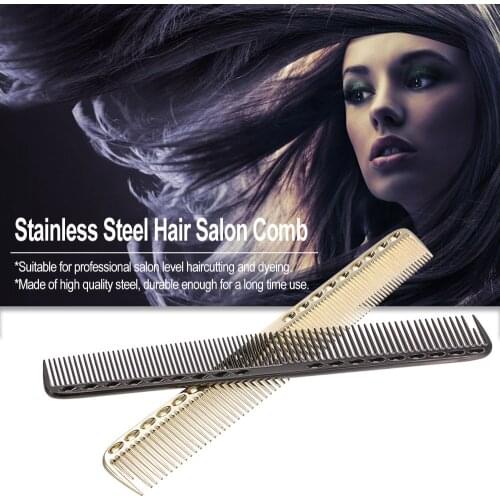 Space Aluminum Hair Comb Professional Hair Salon Hairdressing Comb Hair Cutting Metal Comb Golden Black Hair Comb Brush