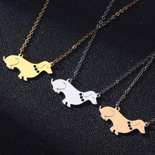 QIMING Handmade Dachshund Wiener Dog Pendant Necklace For Women Girls Pet Lover Animal Jewelry Stainless Steel Necklaces