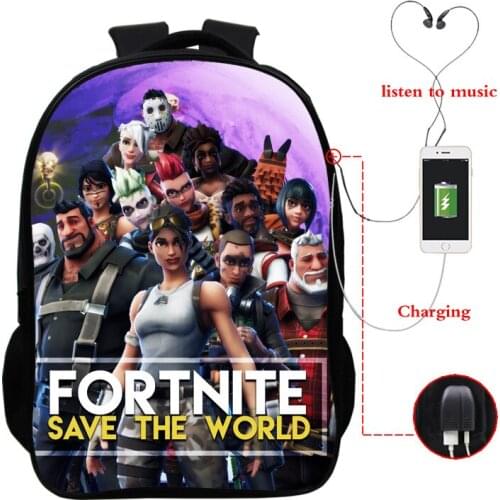 Games USB Charging Backpacks Fortnite Backpack Teenage Boys Girls Students School Bags Children Shoulder Bags Daily Mochilas