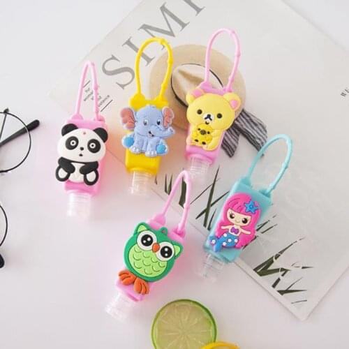 Cute Cartoon 30ML Mini Hand Sanitizer Split Bottles Portable Detachable Cover Silicone Bath Shower Hand Gel Holder For Travel