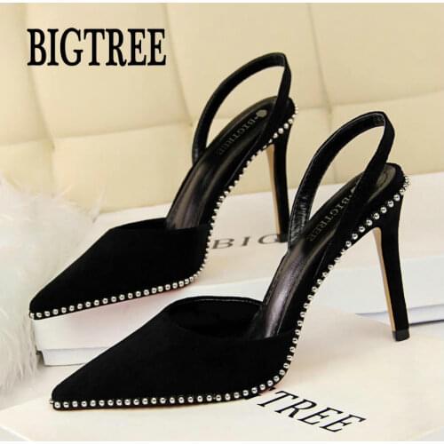 Women Pumps Sexy High Heels Shoes Woman Black Rivet Wedding Shoes High Heels Party Shoes Summer Hight Heel Sandals