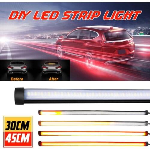 Universal for Car/Motorcycle 12-24V 30/45CM LED Signal Turn Lights Decoration Strip Flow Water Motorcycle Signal Lamp