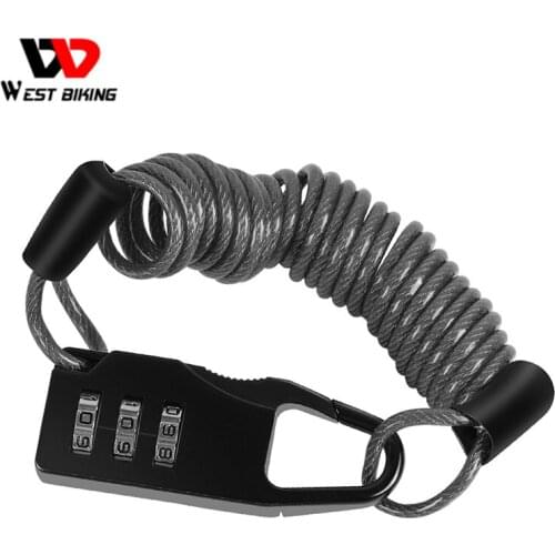 WEST BIKING Mini Bike Helmet Lock 3 Digit Password 150CM Fold Bicycle Cable Lock Motorcycle Bicycle Helmet Anti Theft Lock