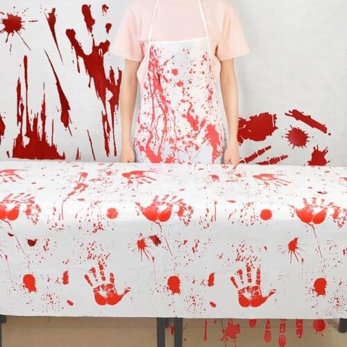 1pc Horror Blood Handprint Tablecloth/Bloody Apron Halloween Decoration Butcher Cosplay Props Haunted House Scary Accessories