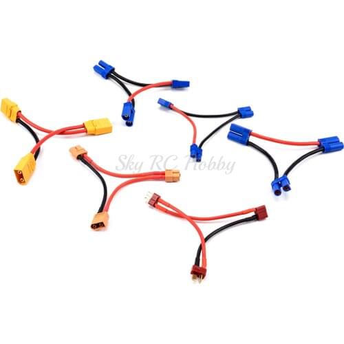 1PCS XT60 XT90 EC3 EC5 plug T Deans Parallel Series Female to Male Leads 12AWG / 14AWG Silicone Wire For RC Lipo Battery