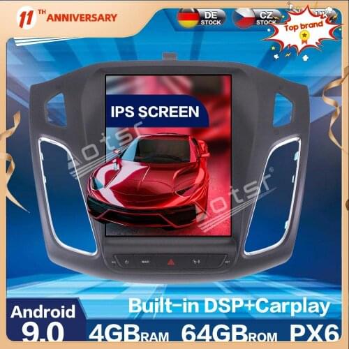 10.4 " Tesla Screen PX6 Android 9.0 4G+64GB CARPLAY Car Radio Multimedia Player For Ford Focus 2013 -2017 Car GPS Navigation DSP