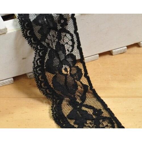 10 meters 5.5CM Black Elastic Embroidery Sewing DIY Craft Lace Applique Trim Home Decoration Craft