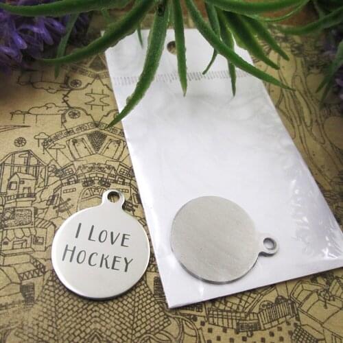 20pcs--"I Love Hockey"stainless steel charms 5 styles for choosing DIY Charms for necklace bracelets