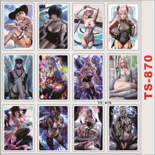 12PCS/SET Two-dimensional Anime Peripheral Sexy Girl Laptop Refrigerator Luggage Bank Card Sticker TS-870