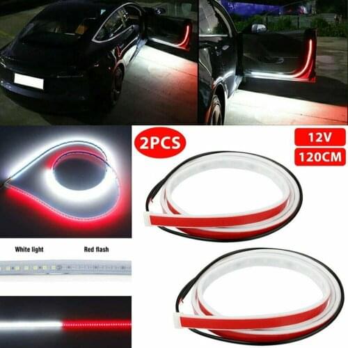 2pcs Car Door Opening Warning LED Strip Light Flashing Signal Anti-collision Safety led lights for car Welcome Decor Lamp Strips