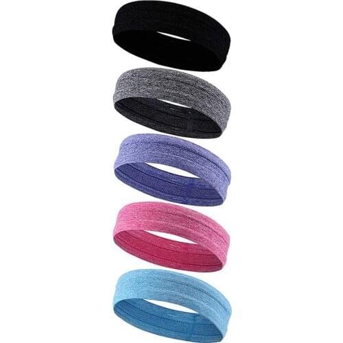 5Pcs Yoga Running Sports Travel Sports Headband Women and Men Non-Slip Fitness Headband Anti-Sweat Band