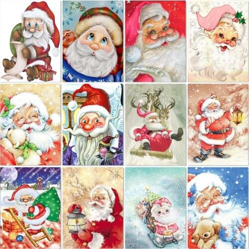 5D Diamond Painting Cartoon Santa Claus Diamond Embroidery Christmas Landscape Cross Stitch Mosaic Kit Christmas Gift Home Decor