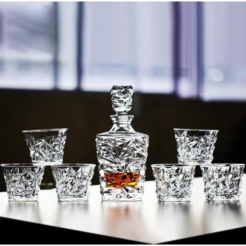7Pcs/set Europe Crystal glass Whiskey Cup Red wine bottle beer glass wine cups and utensils Bar wedding Party gift Drinkware