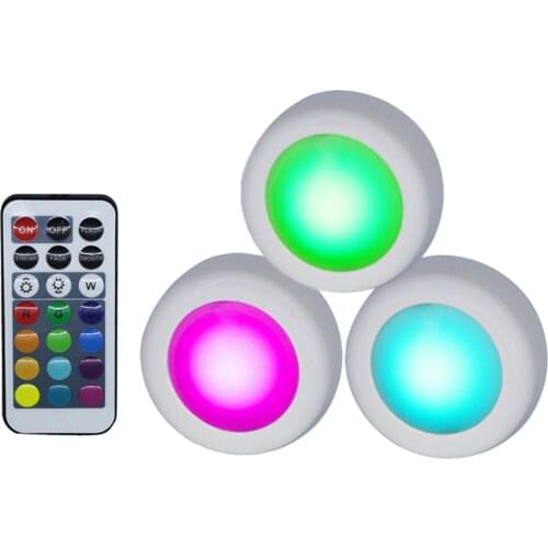 Xsky Wireless Under Cabinet Lights LED Puck Light RGB 12Color Dimmable Touch Sensor Night Lamp For Closet Wardrobe Stair Kitchen