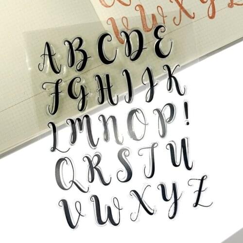 Cursive Upper Letters Alphabet Clear Stamps Hobby DIY Scrapbooking Material Hand Writing Design Cards Making Plan Decoration