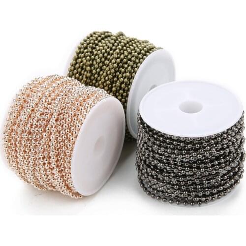 LOULEUR 10 Yard/roll 1.5/2/2.4mm 7 Colors Metal Ball Bead Chains Bulk Iron Chains For Diy Bracelet Necklaces Jewelry Making