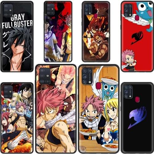 Cover For Samsung Galaxy M31s M31 Prime M51 M21 M11 M01 F41 A9 A7 2018 Fundas Black TPU Cases Shell Fairy Tail Natsu Logo