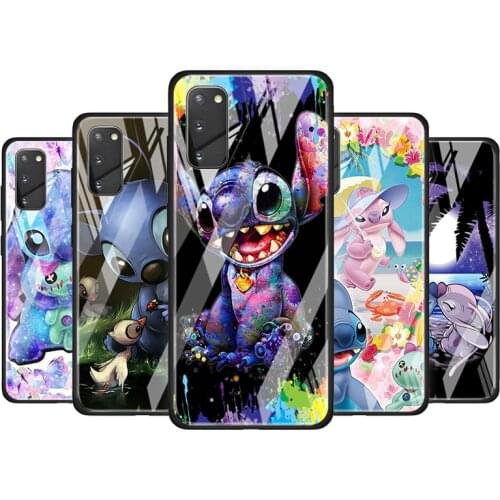 Lilo Stitch Cartoon Tempered Glass Cover For Samsung Galaxy S20 S10 S9 S8 S10E FE Ultra Plus Lite Phone Case