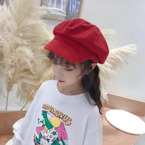 Children Autumn Winter Berets Hat Painter Style Hat Girls Corduroy Elegant Berets Solid Color Kids Warm Kawaii Caps Vintage 2021