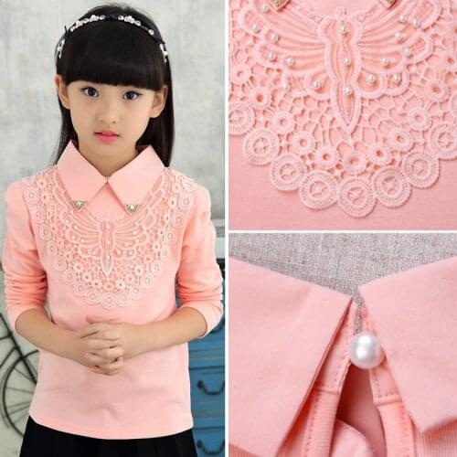 Children girls tops and blouses long sleeve baby girl top 2018 spring autumn kids girls lace tops size for 3 4 5 6 8 10 12 years