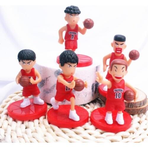 5PCS/Set New Cool Anime Slam Dunk Hanamichi Sakuragi Rukawa Kaede Mitsui Hisashi PVC Action Figure Model Doll Toys Kids Boy Gift