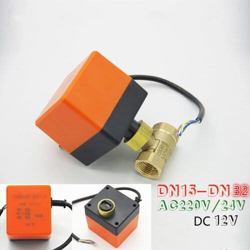Electric Ball Valve Brass Motorized Ball Valve 3-wire two-Control AC220V AC24V DC12V DN15-DN32